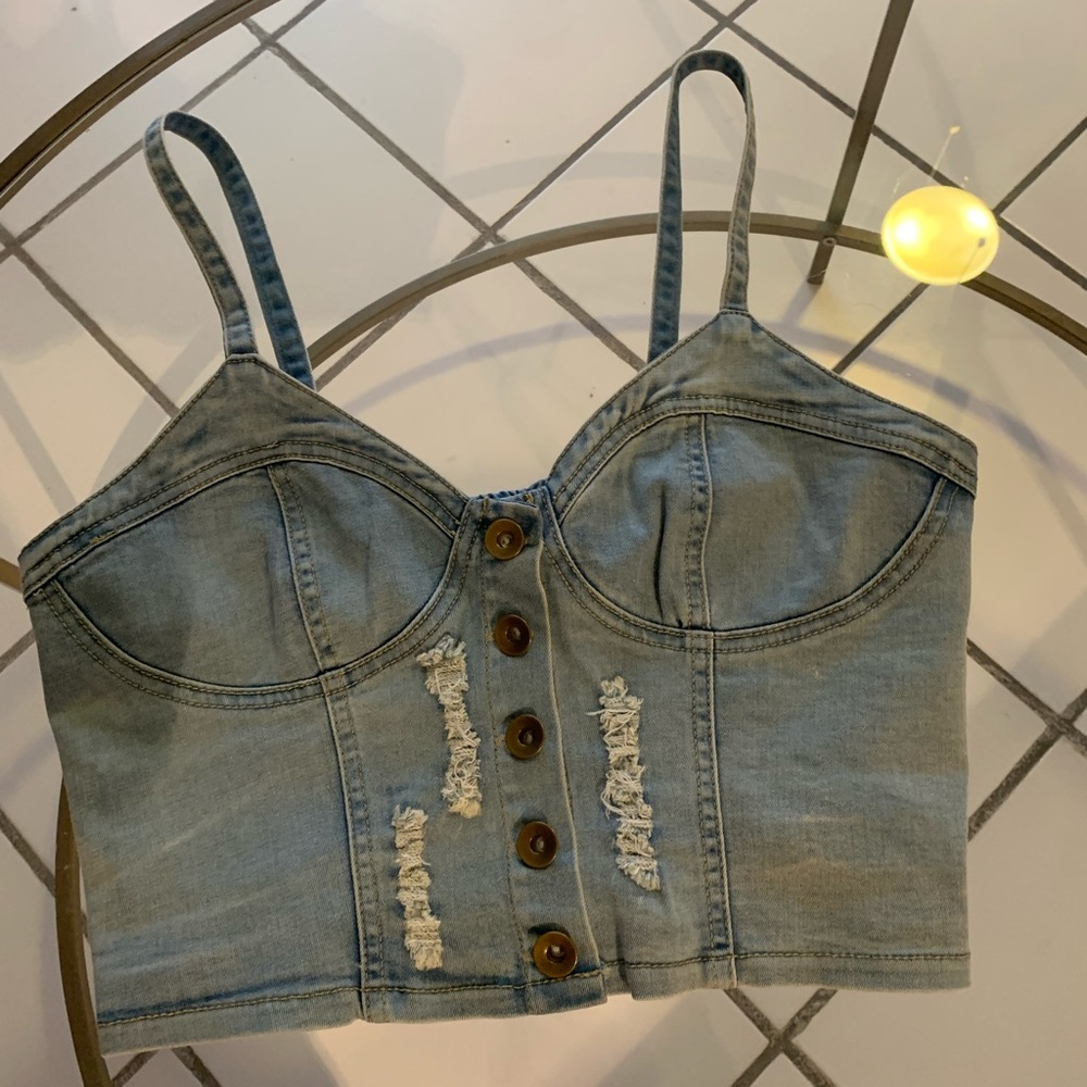 Denim crop top size medium